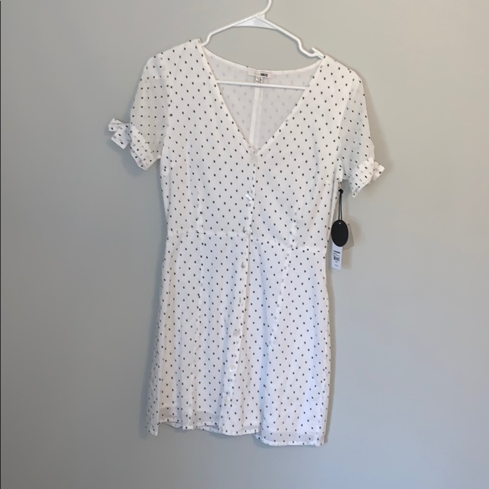 Black and white polka dotted dress